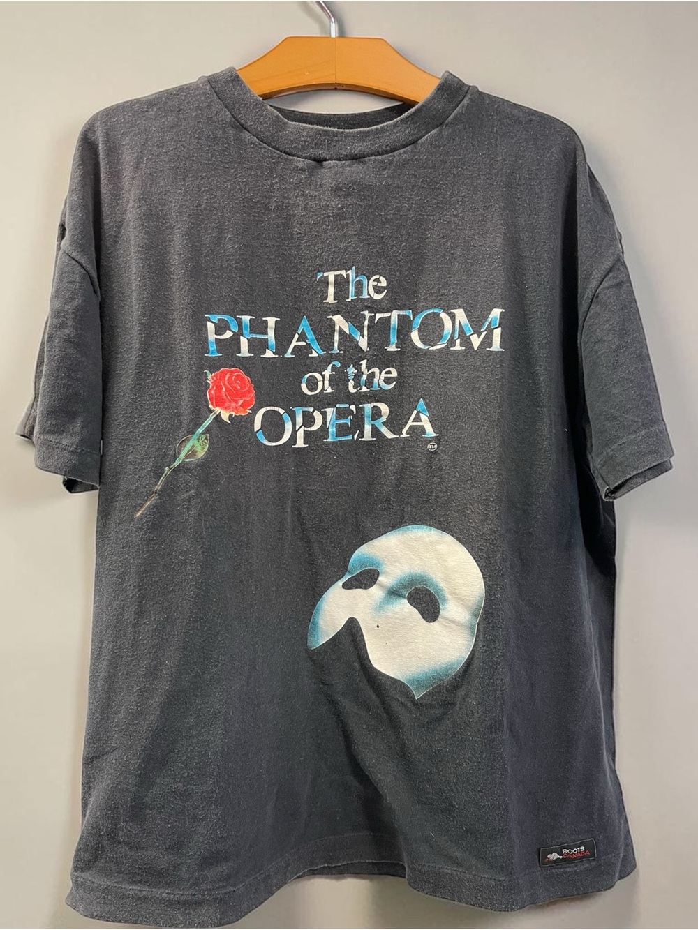 Vintage 1989 Roots Canada Phantom of the Opera Graphic Tee M Rare